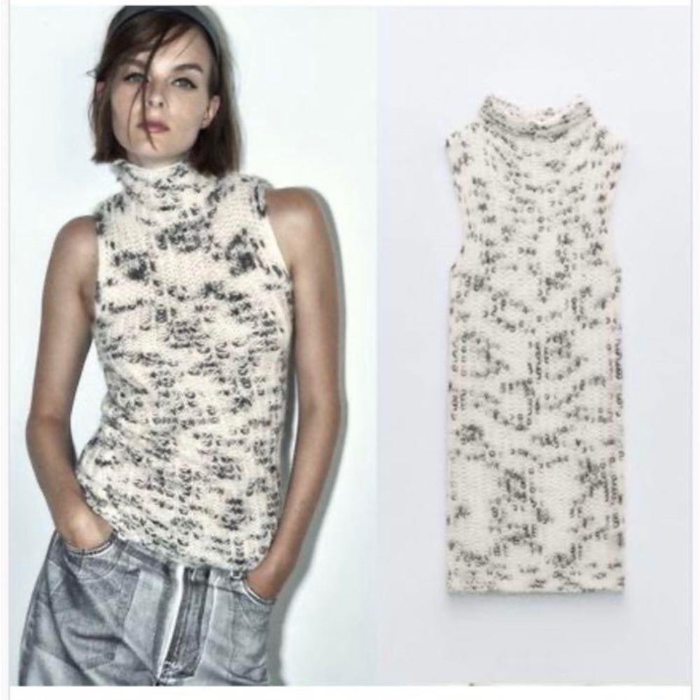 Zara Sleeveless Wool Blend Turtleneck Sweater